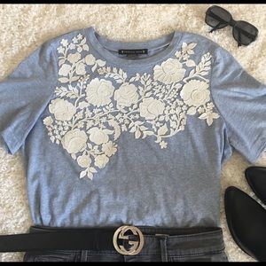 NWOT Anthropology Appliqué and Beaded T-shirt L